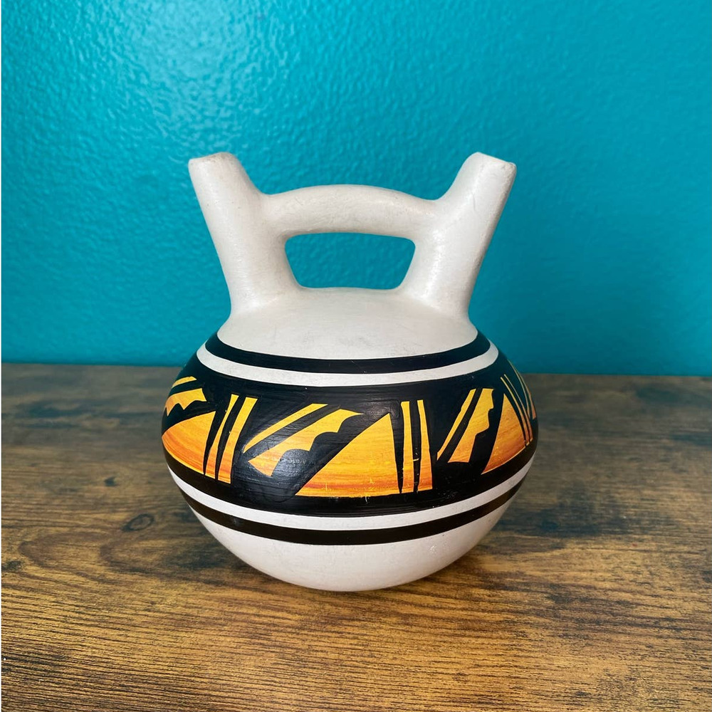 Native American Wedding Vase Pottery Signed Zihi 6"